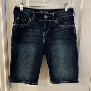 Silver Suki Mid Bermuda Jean Shorts Sz 26